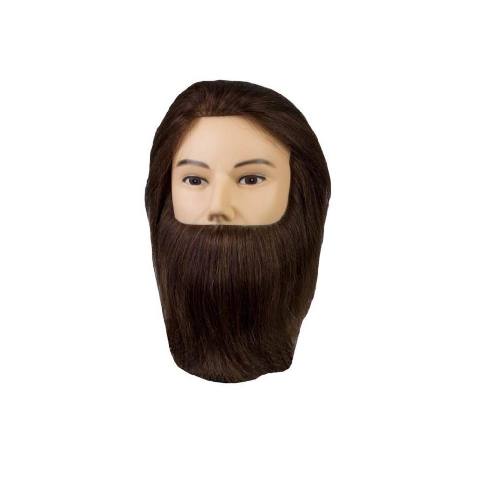 CABEZA MANIQUI CABELLO Y BARBA NATURAL 30CM